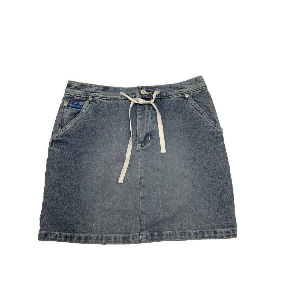 Y2K Venus Girl Trap Vtg Denim Mini Skirt Size 5 Junior Blue Wash Drawstring